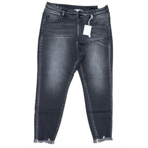KanCan‎ Jeans Womens 20x28 Gray Wash Distressed Frayed Cropped Skinny Jeans